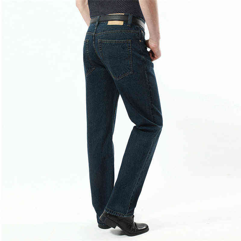 Men's High Waist Jeans Black Large Size Classic Style Denim Pants Male Straight Cut Blue Husband Vintage Cowboy Trouser Men 211111