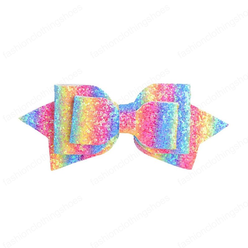 Baby Girls Bow Glitter Barrettes Children Kids Paillette hairpins Clips With Metal Teeth Clip Boutique Bows Shiny Hair Accessories 5 Inch