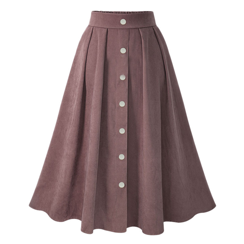 Women Pleated Skirts Button High Waist Elastic Mid Skirt Korean Style Female Skirts Fashion Spring Autumn Winter Bottom 210518, Brown
Women Pleated Skirts Button High Waist Elastic Mid Skirt Korean Style Female Skirts Fashion Spring Autumn Winter Bottom 210518, Brown