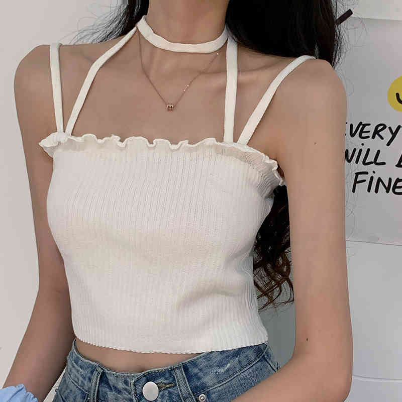 Lucyever Women's Summer Halter Vest Top Sexy Off Shoulder Short Ruffles Knitted Tanks Femme Elegant Elastic Slim Beach Vest 210521, Yellow
Lucyever Women's Summer Halter Vest Top Sexy Off Shoulder Short Ruffles Knitted Tanks Femme Elegant Elastic Slim Beach Vest 210521, Yellow