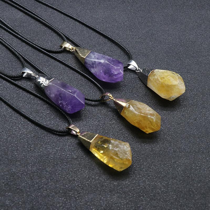 Pendant Necklaces Healing Natural Stone Necklace Irregular Pointed Raw Quartz Amethysts Citrines Yellow Purple Crystal For Women
Pendant Necklaces Healing Natural Stone Necklace Irregular Pointed Raw Quartz Amethysts Citrines Yellow Purple Crystal For Women
