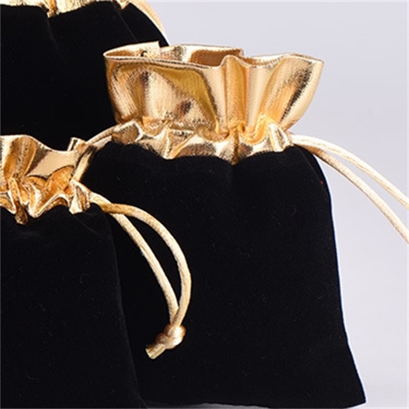 BLACK 7x9cm 9x12cm Velvet Beaded Drawstring Pouches Jewelry Gift Pouch drawstring Bags For Wedding favors beads 1018 Q2