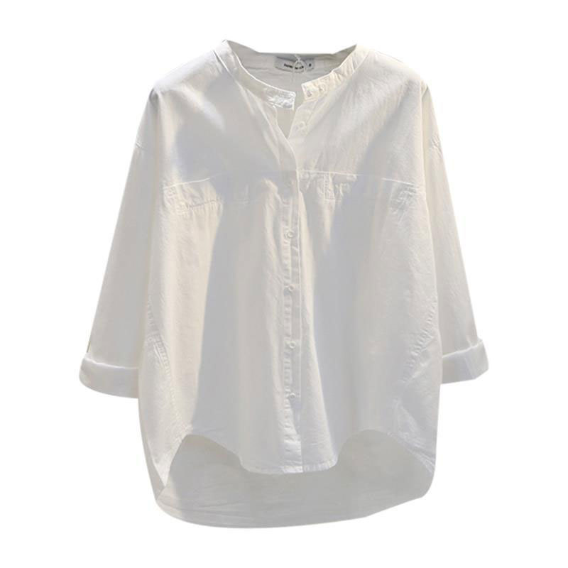 Spring Korea Fashion Women Shirts Plus Size Long Sleeve Loose White Shirt All-matched Casual Tops Cotton Female Blouse D124 210512