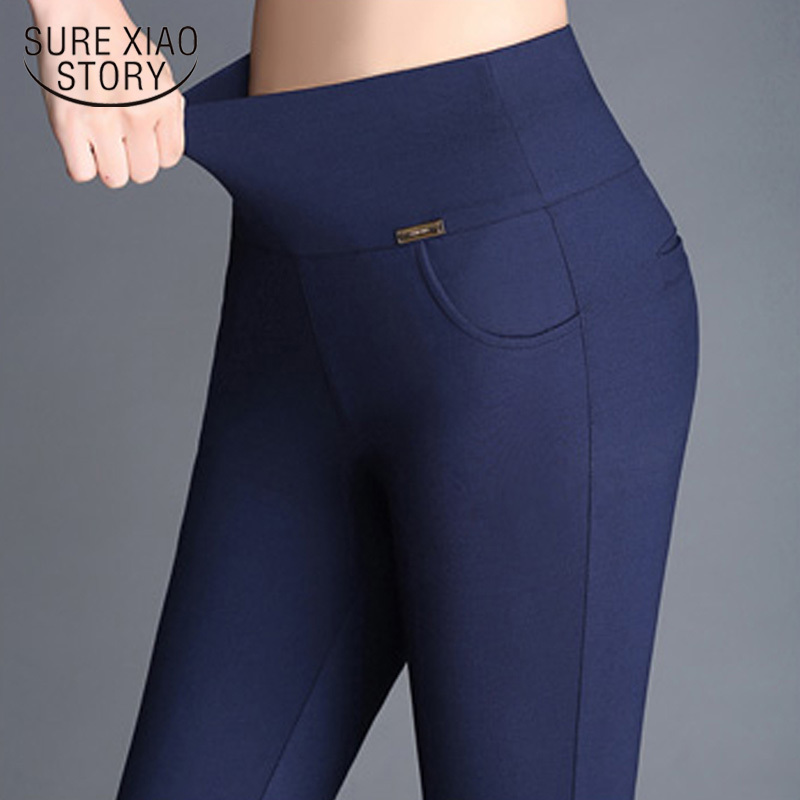 Sexy Office Casual Pencil Pants Vintage Plus Size Slim Long Trousers Women High Waist Stretch Leggings 7229 50 210417