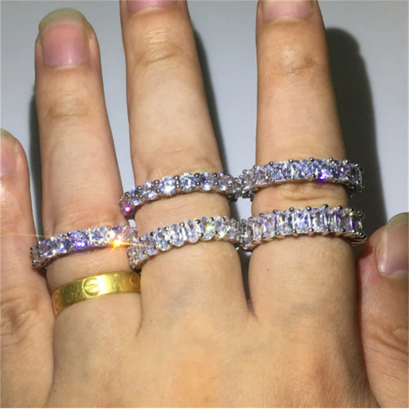2020 Eternity Promise ring 925 Sterling silver Diamond Engagement Wedding Band Rings for women Men Finger Party Jewelry