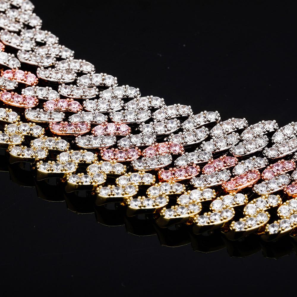 New Fashion Miami Cuban Link Chain Necklace Full Iced Out Cubic Zirconia Necklaces Hip Hop Rapper Rock Jewelry Chains Collar Kalung Choker Gifts for M