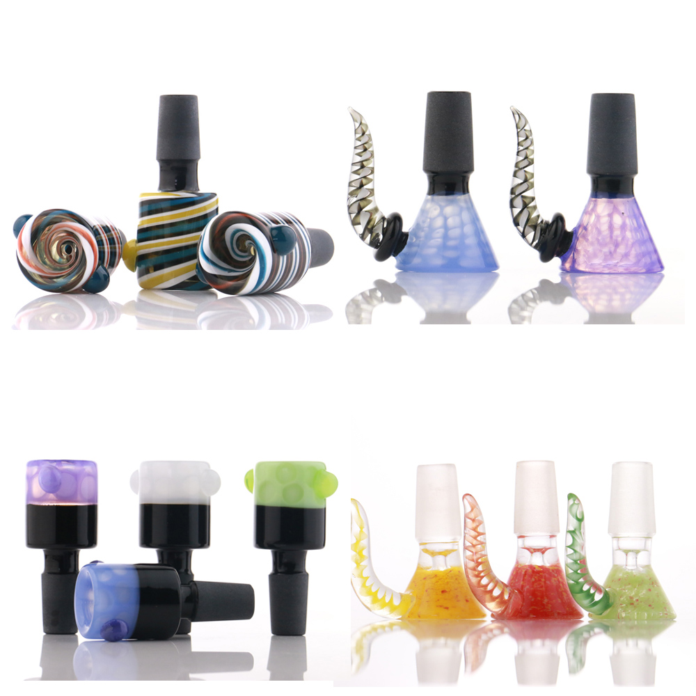 

Glass Bowl Male 14mm Double Layers Colorful 18mm bong bowls Hookahs accessory cone smoking pipes release Smok water pipe