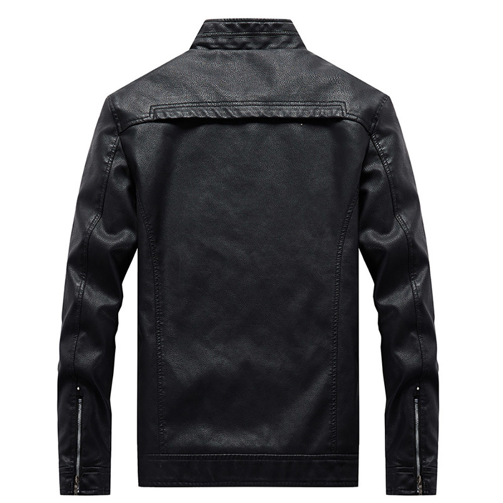 Men's Leather Jacket Motorcycle Casual PU Coats Fashion Jackets Slim Fit PU Coat Men Zipper Solid Male Full Regular Stand B0871 210518
