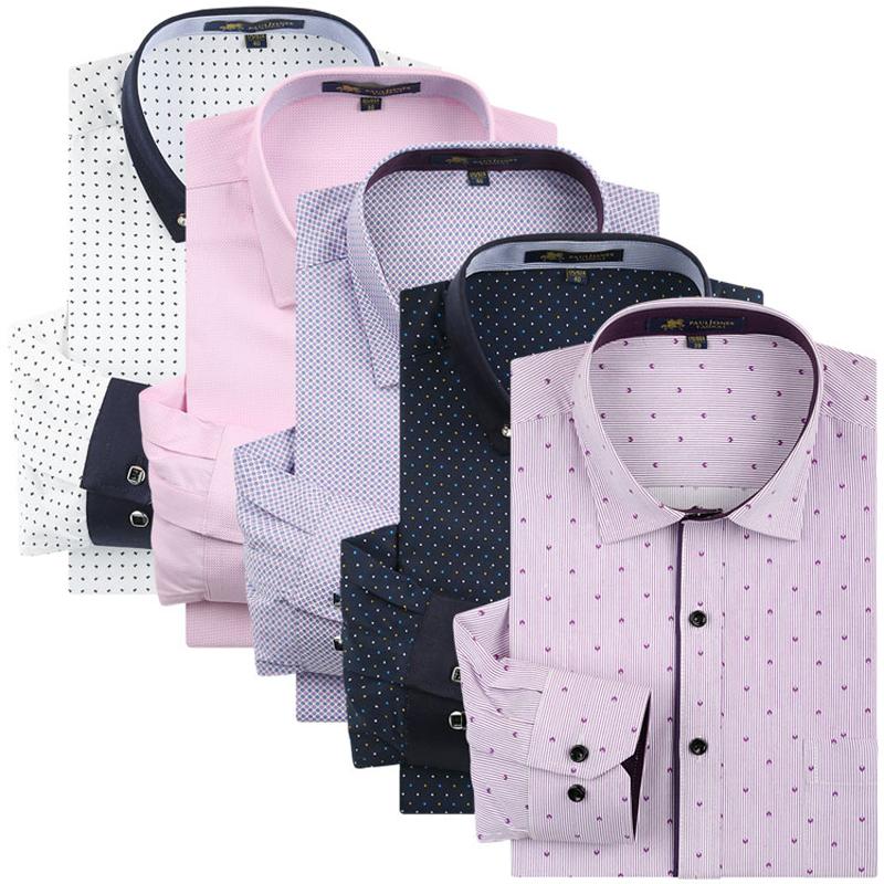 Korean Style Slim Fit Men's Casual Contrast Color Shirts Patchwork Printed Soft And Comfortable Design