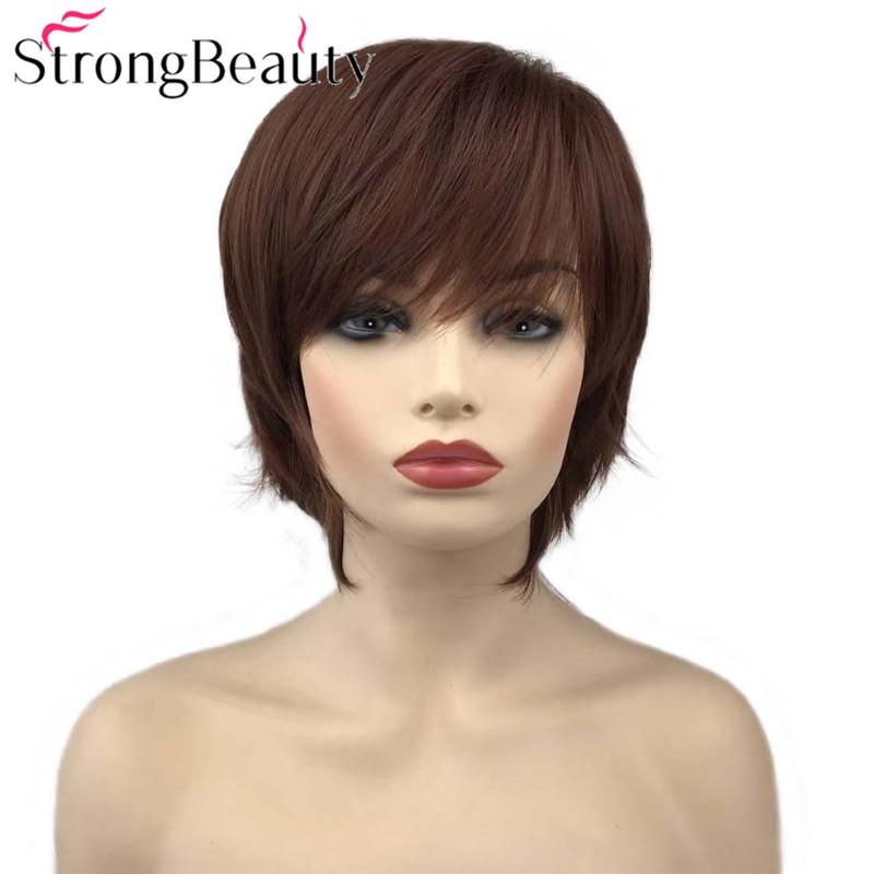Synthetic Wigs StrongBeauty Short Straight Dark Auburn Woman Hair Heat Ok Wig, Black
Synthetic Wigs StrongBeauty Short Straight Dark Auburn Woman Hair Heat Ok Wig, Black