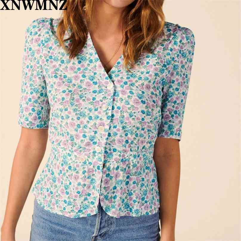 France Navy Flowers Print blouse women Fashion Center Buttons Women Cute summer tops 210520, Blue
France Navy Flowers Print blouse women Fashion Center Buttons Women Cute summer tops 210520, Blue