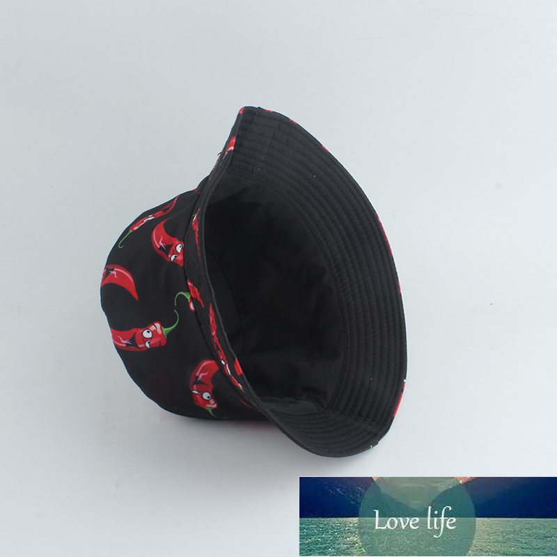 New Fashion Panama Hat Vegetables Pepper Printed Bucket Hat Reversible Fishing Cap Summer Sun Hats For Women Men Gorras Factory price expert design Qu