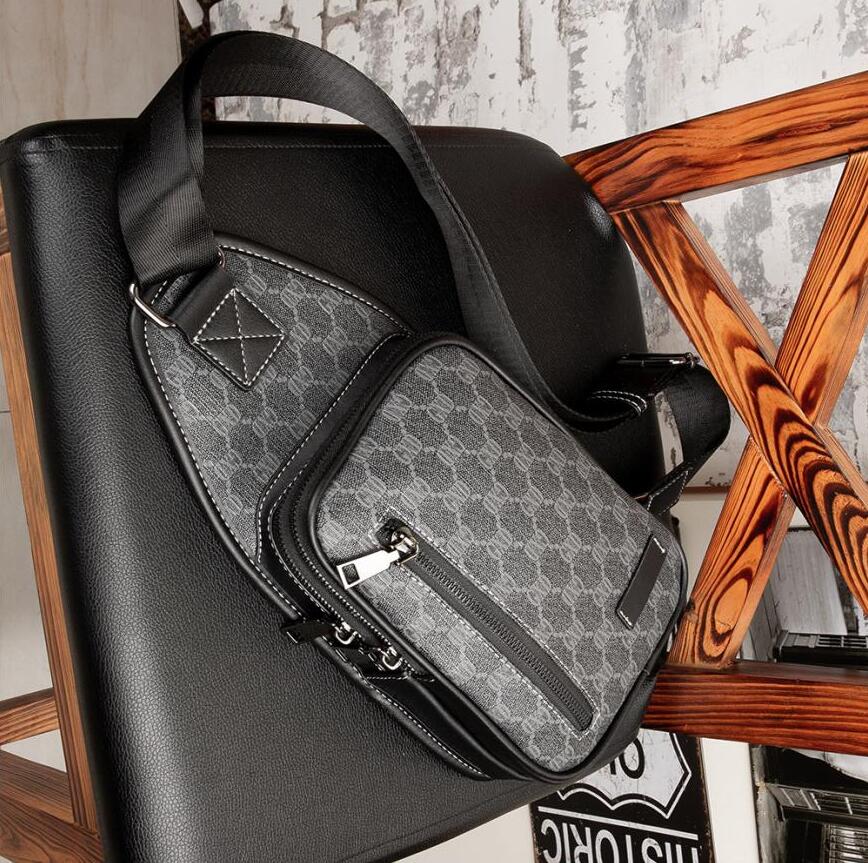 Wholesale factory men leathers shoulder bags street fashion zipper pocket backpack outdoor leisure printed chest bag Joker Plaid fashions leather backpacks