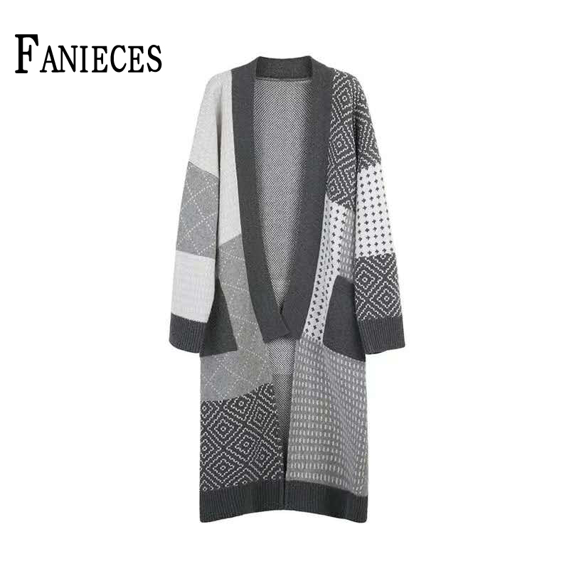 Autumn winter casual gray knitted cardigan sweaters loose contrast color Pockets mid-length sweater coat women jacket streetwear 210520
Autumn winter casual gray knitted cardigan sweaters loose contrast color Pockets mid-length sweater coat women jacket streetwear 210520