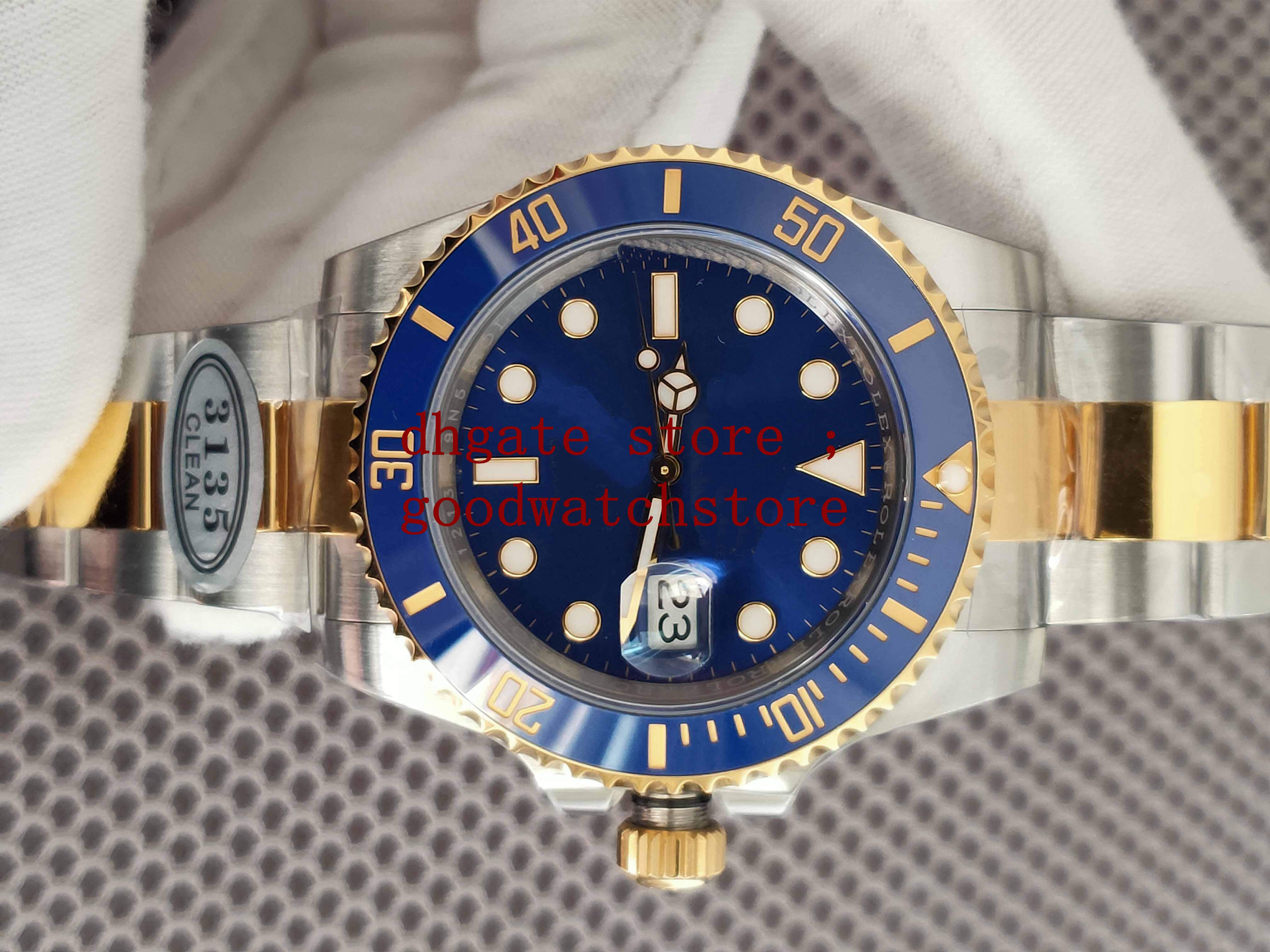 CLEAN Factory V4 Men's 40MM Wristwatches Two Tone 18K Yellow Gold ETA 3135 Movement Automatic Mens 904L Black Blue Ceramic Bezel Diver Date 116613LB 116613LN Watch
CLEAN Factory V4 Men's 40MM Wristwatches Two Tone 18K Yellow Gold ETA 3135 Movement Automatic Mens 904L Black Blue Ceramic Bezel Diver Date 116613LB 116613LN Watch