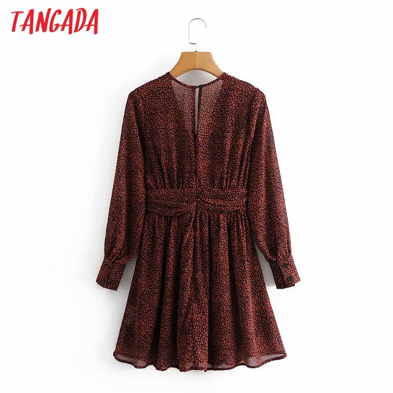 Fashion Women Leopard Print Chiffon Long Sleeve High Street Ladies Mini Dress 5D53 210416