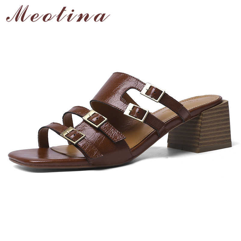 Meotina Buckle Natural Genuine Leather High Heel Slippers Women Shoes Square Toe Narrow Band Slides Thick Heels Women Sandals 210608, Beige
Meotina Buckle Natural Genuine Leather High Heel Slippers Women Shoes Square Toe Narrow Band Slides Thick Heels Women Sandals 210608, Beige