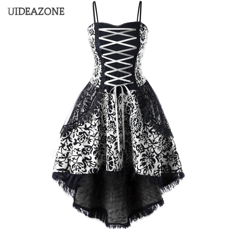 UIDEAZONE Gothic Vintage Lace Patchwork Women Dress Plus Size Goth Bandage Ladies Spaghetti Strap Dresses 5XL, Waistband red
UIDEAZONE Gothic Vintage Lace Patchwork Women Dress Plus Size Goth Bandage Ladies Spaghetti Strap Dresses 5XL, Waistband red