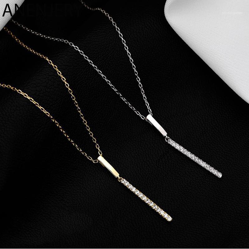 Chains ANENJERY 925 Sterling Silver Long Strip Necklace For Women CZ Clavicle Chain Fine Jewelry Gifts S-N7391
Chains ANENJERY 925 Sterling Silver Long Strip Necklace For Women CZ Clavicle Chain Fine Jewelry Gifts S-N7391