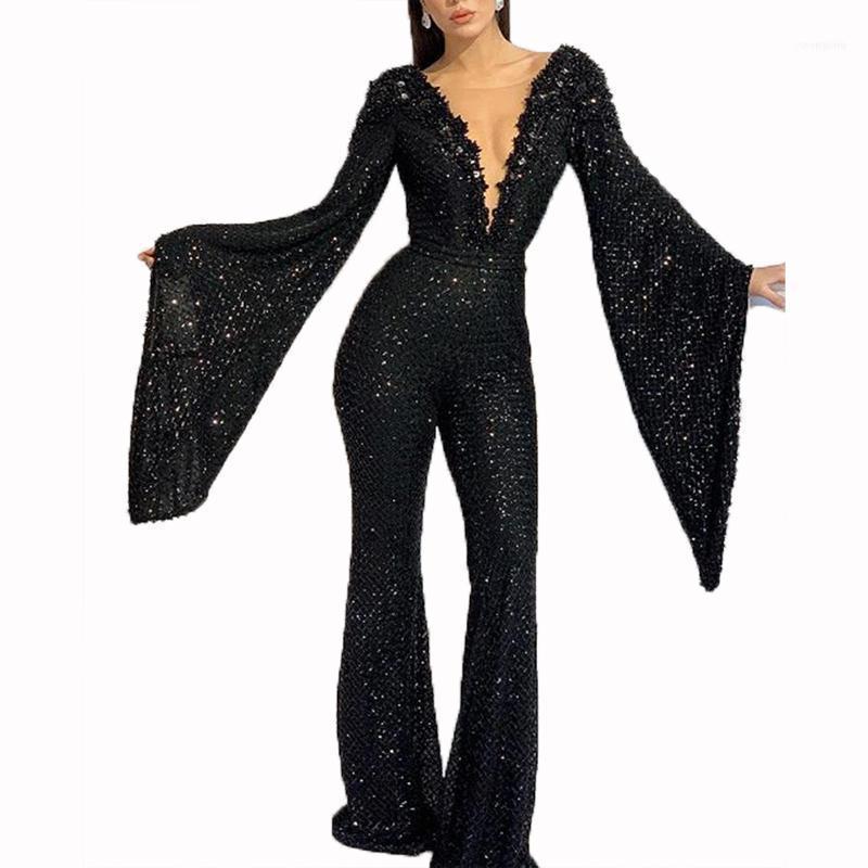 LADY Black Glitter Sequin Rompers And Jumpsuits 2021 Autumn Women Batwing Sleeve Deep V Neck Bodycon Club Party Overalls1
LADY Black Glitter Sequin Rompers And Jumpsuits 2021 Autumn Women Batwing Sleeve Deep V Neck Bodycon Club Party Overalls1