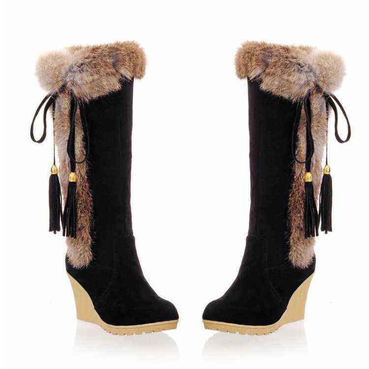 Wedge Boots Australia Women's Shoes Platform Plush Winter Footwear Booties Ladies Sexy Thigh High Heels 211105