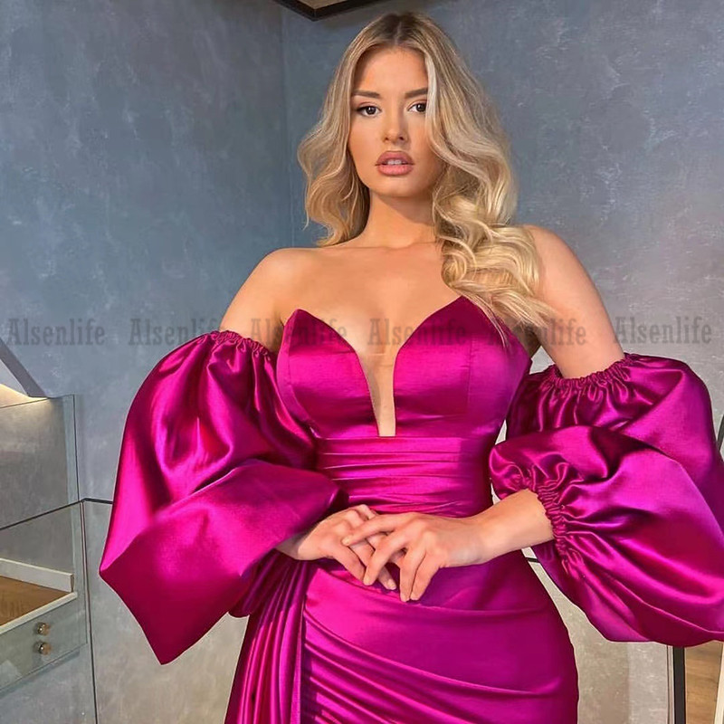 Vestido De Fiesta Boda Satin Prom Dress Mermaid 2021 Off the Shoulder Aso Ebi Evening Party Gowns Costume