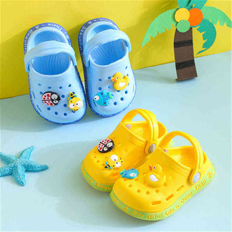 Summer sandals kids Mules Baby Boys Girls Cartoon baby Sandals Flat Heels Solid Cartoon Slippers Children's Garden Shoes Z220124