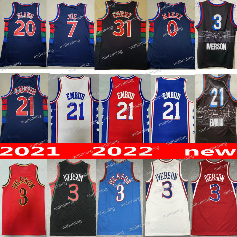 Joel 21 Embiid Allen 3 Iverson Basketball Jerseys 2021 2022 Georges 20 Niang Isaiah Joe Seth 31 Curry Tyrese Maxey Red Blue White Black new jersey shirt
Joel 21 Embiid Allen 3 Iverson Basketball Jerseys 2021 2022 Georges 20 Niang Isaiah Joe Seth 31 Curry Tyrese Maxey Red Blue White Black new jersey shirt