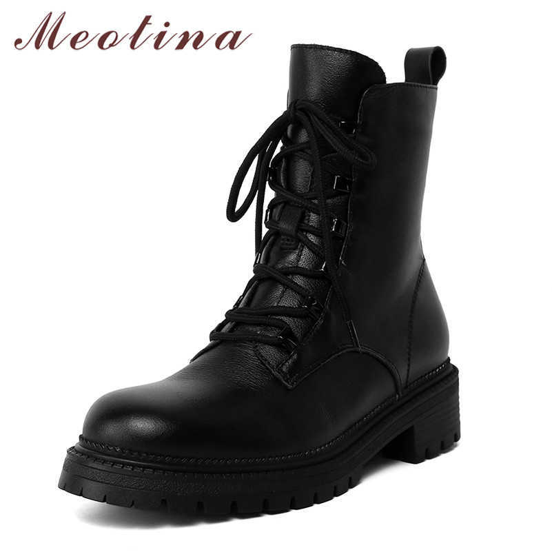 Meotina Genuine Leather Platform Mid Heel Motorcycle Boots Women Ankle Boots Shoes Lace Up Block Heels Lady Short Boots Black 40 210608, Black cow synthet
Meotina Genuine Leather Platform Mid Heel Motorcycle Boots Women Ankle Boots Shoes Lace Up Block Heels Lady Short Boots Black 40 210608, Black cow synthet