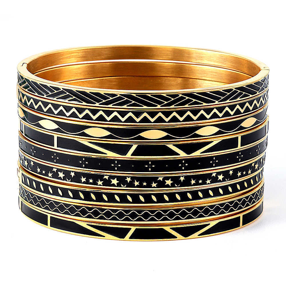 Fashion Enamel Bracelet & Bangles Stainless Steel Geometry Design Gold Bangle for Women Love Wedding Bijoux Femme Q0719
Fashion Enamel Bracelet & Bangles Stainless Steel Geometry Design Gold Bangle for Women Love Wedding Bijoux Femme Q0719