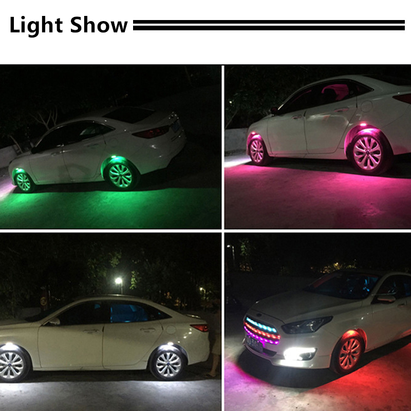 4pcs/lot Car Wheel Eyebrow Lght Atmosphere LED Auto Wheel Eyebrow Neon Tire Lights 7 Colors