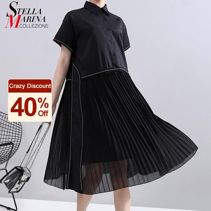 New Fashion Woman Summer Korean Style Black Pleated Shirt Dress Chiffon Patchwork Lapel Ladies Cute Casual Midi Dress Robe 6168, 6168 black
New Fashion Woman Summer Korean Style Black Pleated Shirt Dress Chiffon Patchwork Lapel Ladies Cute Casual Midi Dress Robe 6168, 6168 black