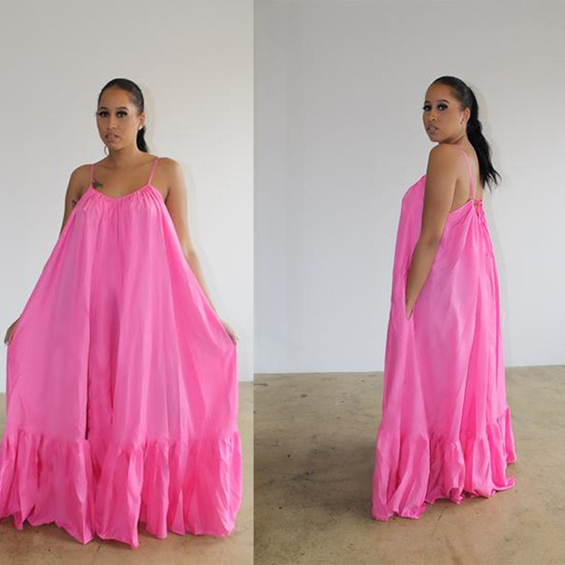 Dresses for Women S-5X Summer Clothes Backless Bohemian Long Dress Sleeveless Loose Sexy Slip Dress Wholesale Dropshipping 210331Z