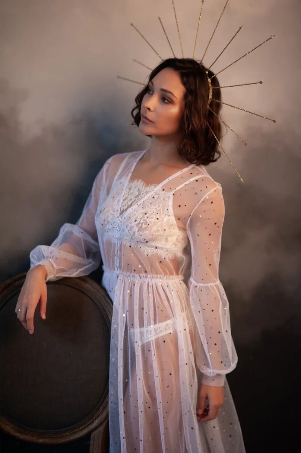 Ladies Lace Robe Sexy See-Through Gowns Fluffy Photography Bridal Robes Marabou/Charmeuse Dressing Gown Party Gifts Bridesmaid Dress
