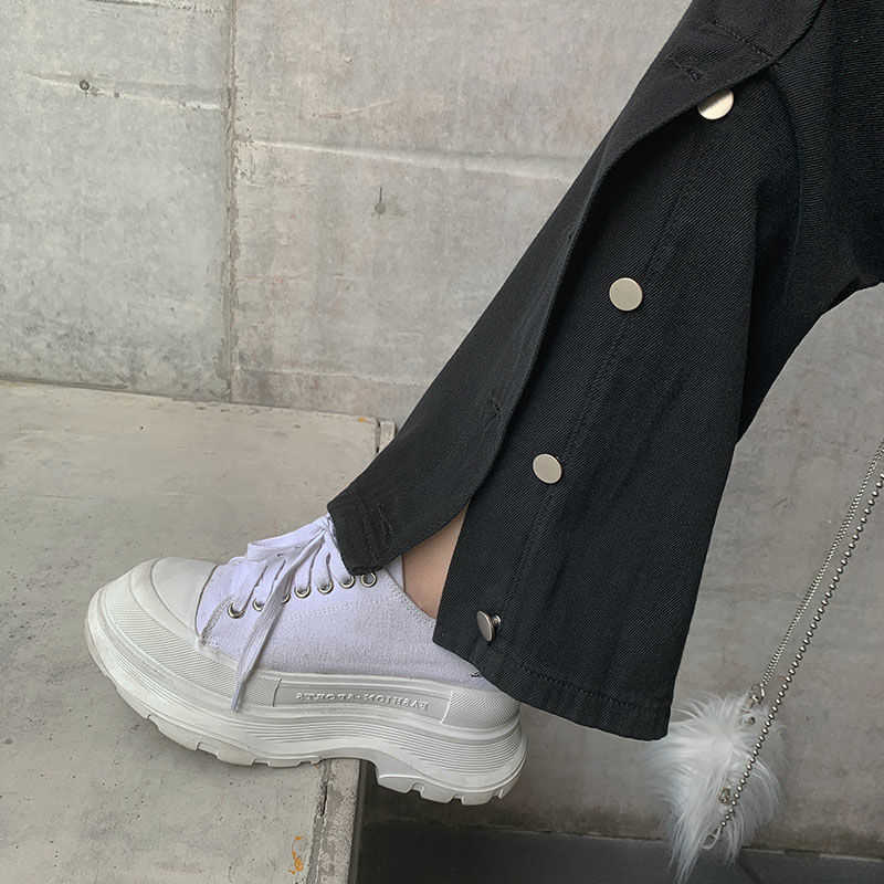 Vintage Jeans Woman Denim Long Pants Autumn Cowboy Female Loose Streetwear High Waist Women Trousers Split Clothes Wide Leg Jean 210922