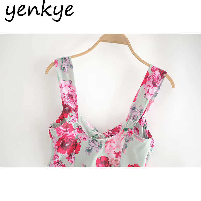 Rose Floral Print Cami Top Fashion Women Sleeveless V Neck Summer Sexy Tops Holiday Boho Crop Top LDZZ6249 210625