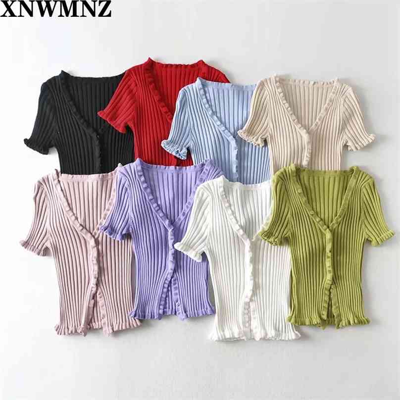 Women Fashion Short-Sleeve Ruffles Cardigans With Single Breasted Big elastic Knitted Crop Tops 210520, Navy blue
Women Fashion Short-Sleeve Ruffles Cardigans With Single Breasted Big elastic Knitted Crop Tops 210520, Navy blue