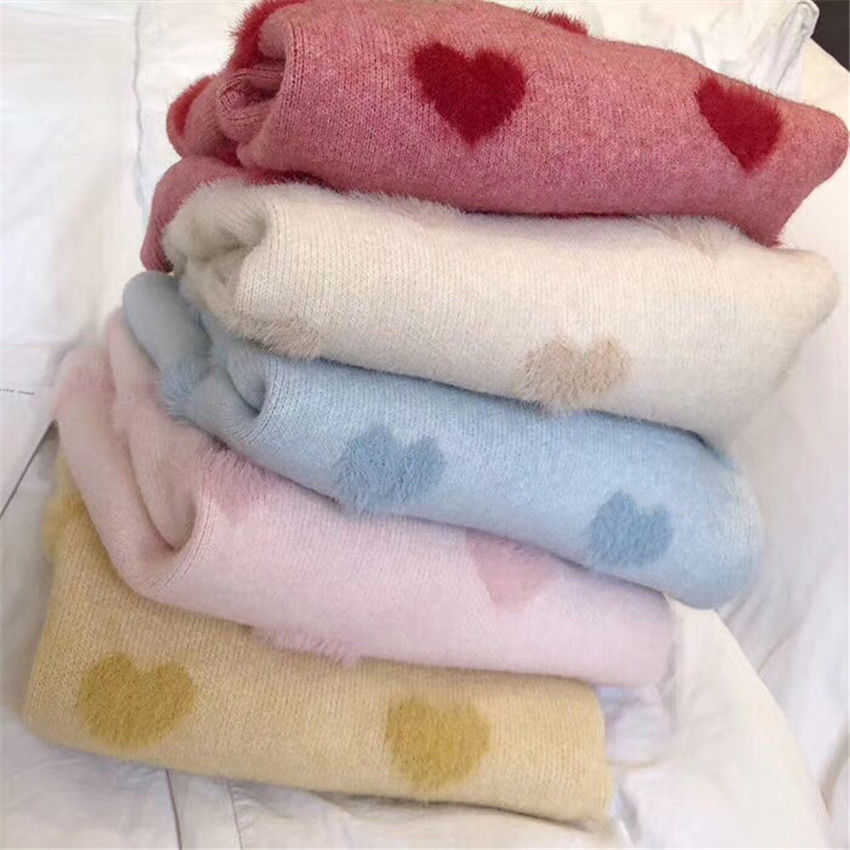 Sweater women's loose jacket fall winter love pullover long sleeve lazy style net red fashion retro knit top sale 211007