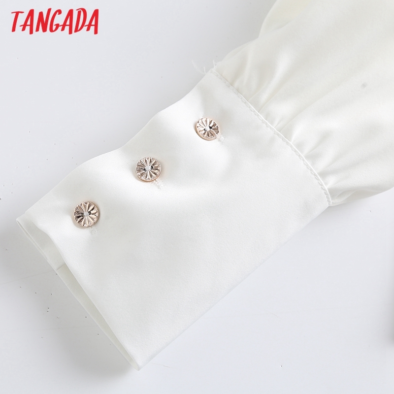 Women White Shirts Long Sleeve Solid Turn Down Collar Elegant Office Ladies Work Wear Blouses WF18 210416