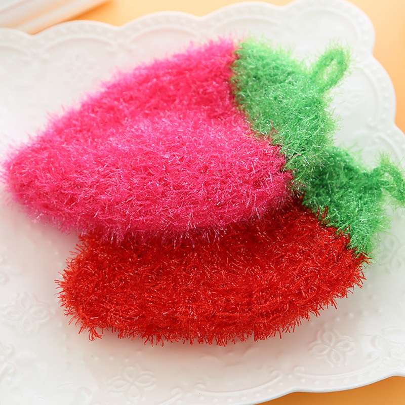 Fruit Dish Scrubber Sponge Clean Non-scratch Strawberry Home Kitchen Tool Bowl Pan Washing Cleaning Cloth Scouring Tableware