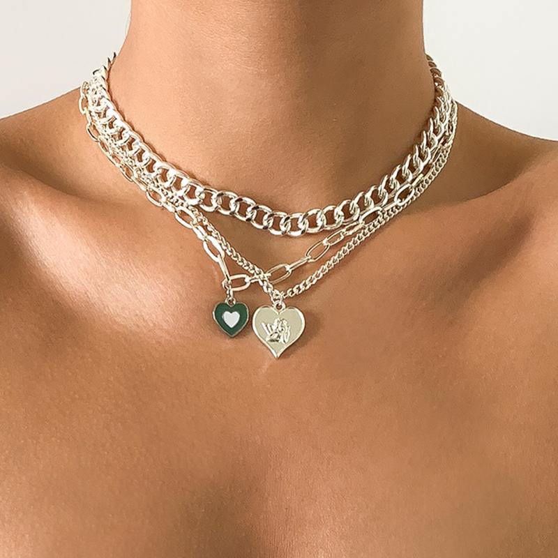 Pendant Necklaces 1PC Retrot Metal Hollow Iron Chain With Love Heart Pendants 3 Layer Necklace Rock Style Cool Simple Embossed Ange, Silver
Pendant Necklaces 1PC Retrot Metal Hollow Iron Chain With Love Heart Pendants 3 Layer Necklace Rock Style Cool Simple Embossed Ange, Silver