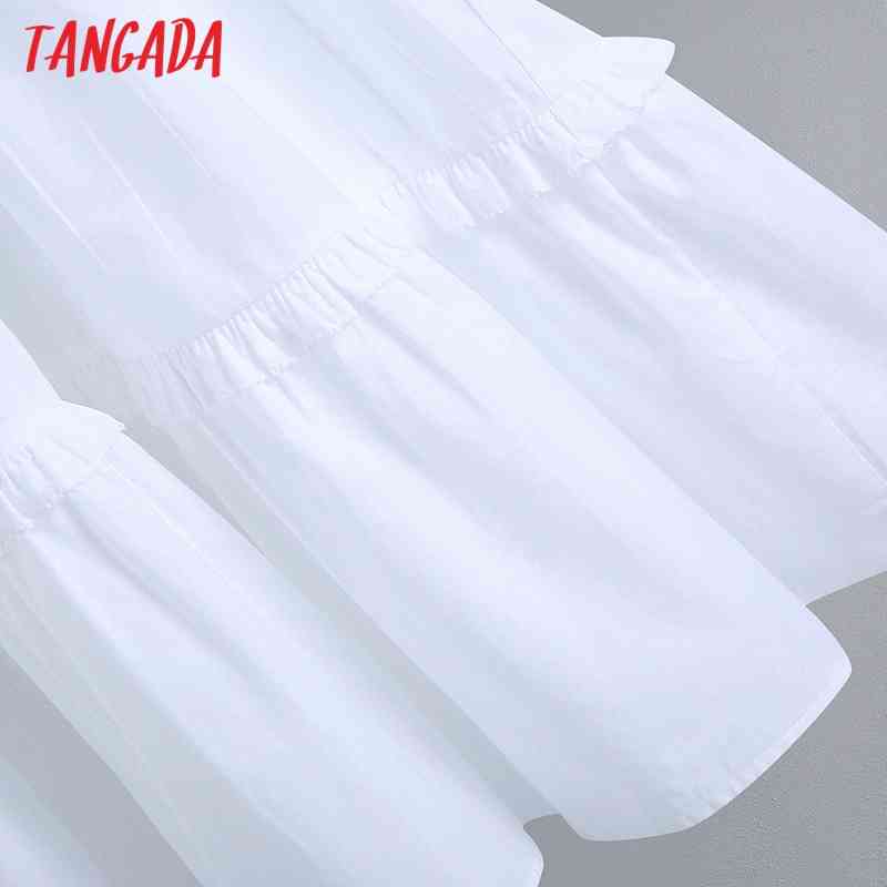 Women Fashion Embroidery Oversized Collar White Mini Dress Vintage Short Sleeve Summer Female Dresses Vestidos BE01 210416
