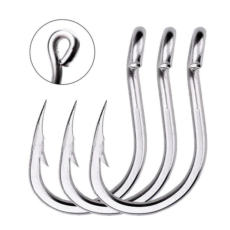 100pcs Fishing Hooks High Carbon With Eye Carp Catfish 1/0#-13/0# Fish Jigs Hook White Anzol Japan Fishhooks Tackle 220215