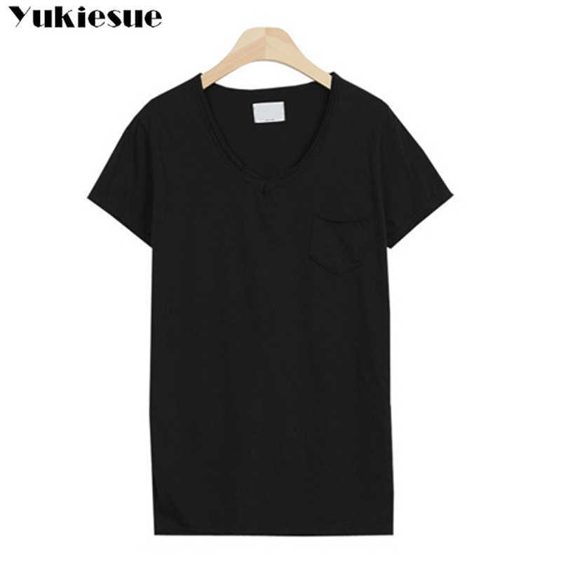 Plus Size xxl summer T Shirt Women 100% Cotton V Neck Short Sleeve T-Shirt Tops Casual Tshirt female tee shirt femme tops 210608