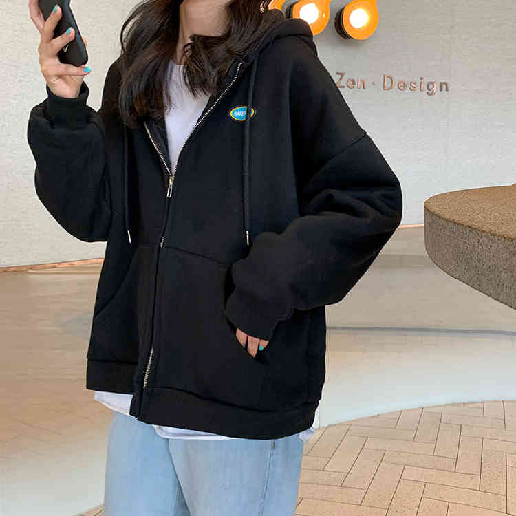6 colors casual Women Autumn Winter Hoodie Coats Warm thick Zipper Jacket Tops Female sweatshirt Coat womens (F4117) 210423