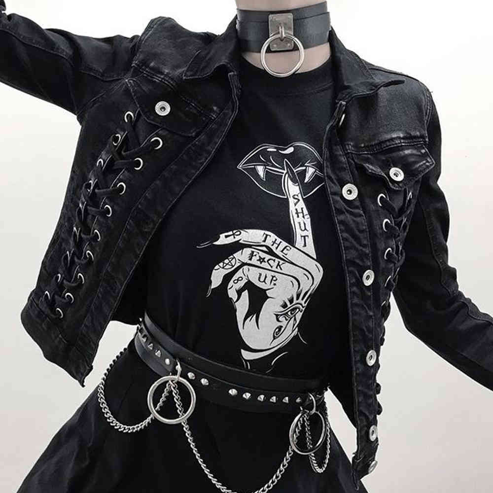 Fashion Gothic Horror Black T shirt Unisex Men Women Hallowmas Gfit Graphic Tees Hipster Harajuku Short Sleeves Grunge Tops Tee 210406