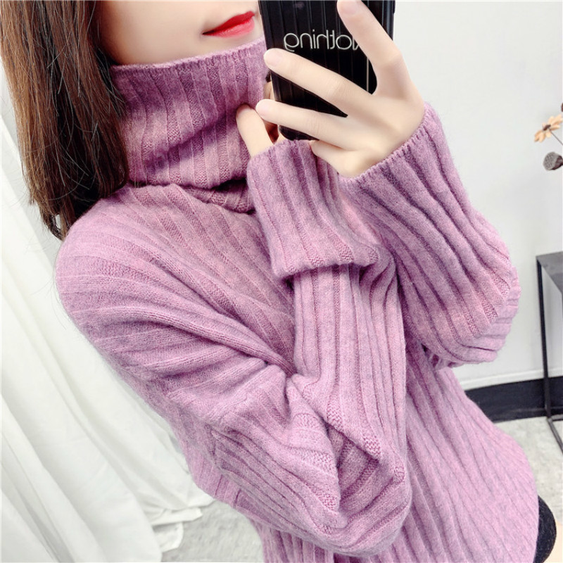 warm women's Turtleneck Sweaters Winter Tops for Women casual Pullover Jumper Long Sleeve Knitted female 210428