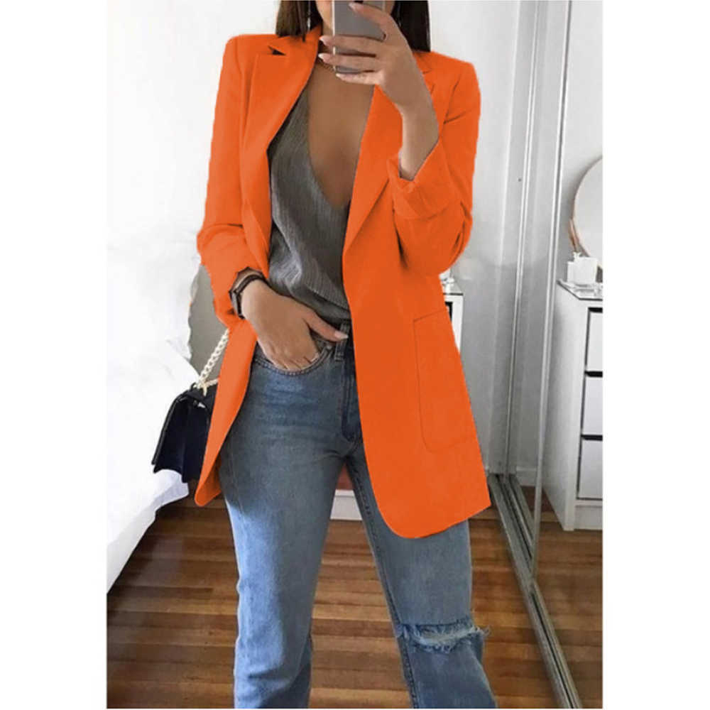 Women's Plus Size Suit Jacket European And American Fashion Lapel Slim Temperament Spring Autumn Casual Office 210930