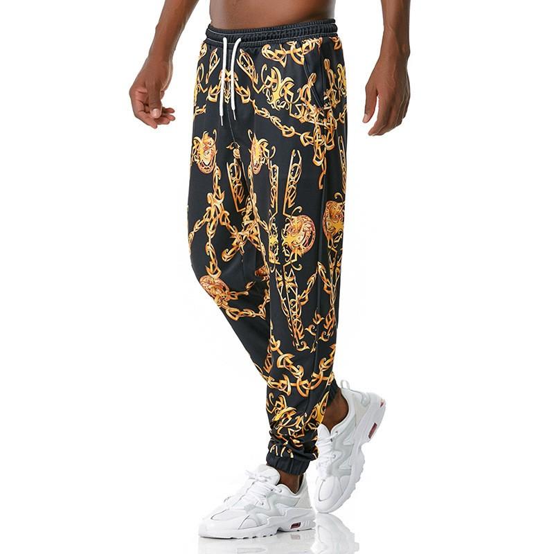Gold Luxury Designer Mens Trousers Are Unusual Stylish Jogging Pants Loose Hiphop Streetwear Sweatpants Pantalon Ethnic Men's