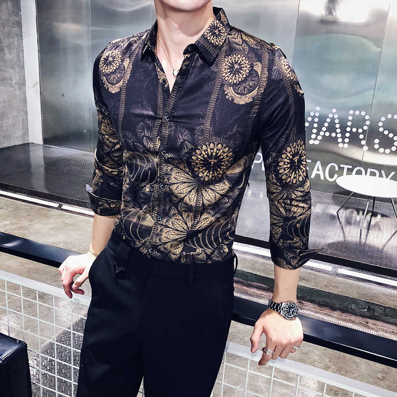 Luxury Print Men Shirt Casual Slim Fit Long Sleeve Shirts Night Club Work Vintage Shirt Streetwear Camisa Social Masculina 210527, Black
Luxury Print Men Shirt Casual Slim Fit Long Sleeve Shirts Night Club Work Vintage Shirt Streetwear Camisa Social Masculina 210527, Black